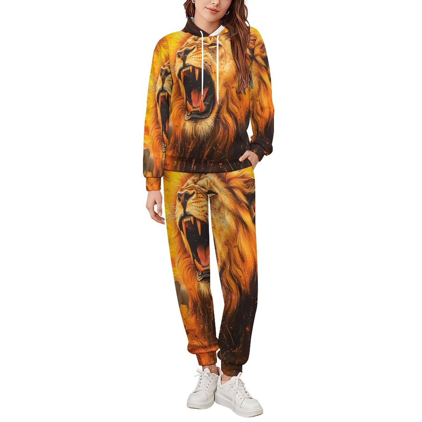 Leone Animali Africani Elefante Giraffa Tute per Gli Uomini Manica Lunga Felpa Con Cappuccio E Pantaloni Della Tuta Joggers Set Moda Tute
