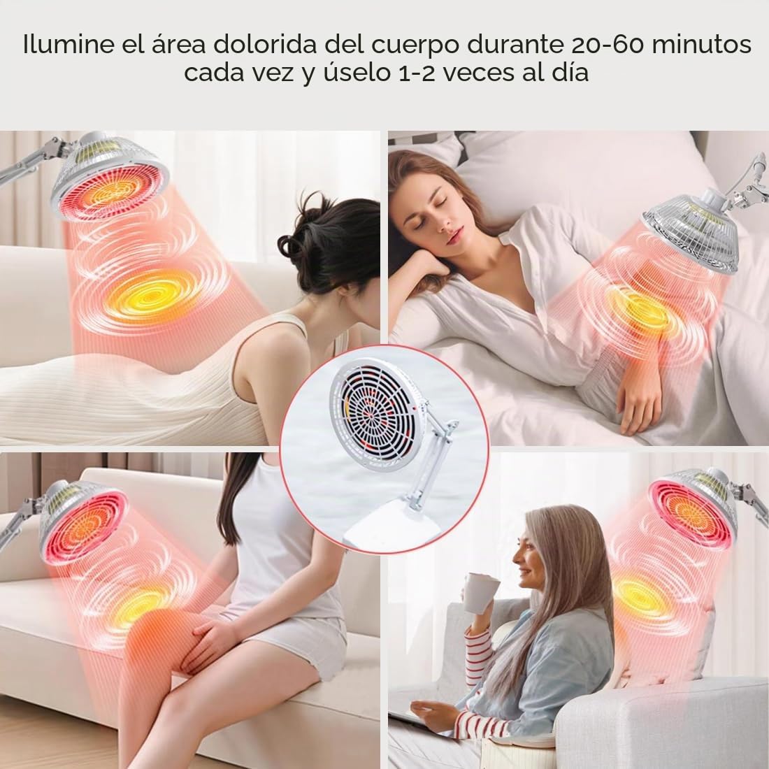Lámpara de calor infrarroja de 300W, lámpara de luz roja TDP, ángulo y potencia ajustables, dispositivo de terapia para aliviar la tensión en la espalda, hombros, rodillas y cuello