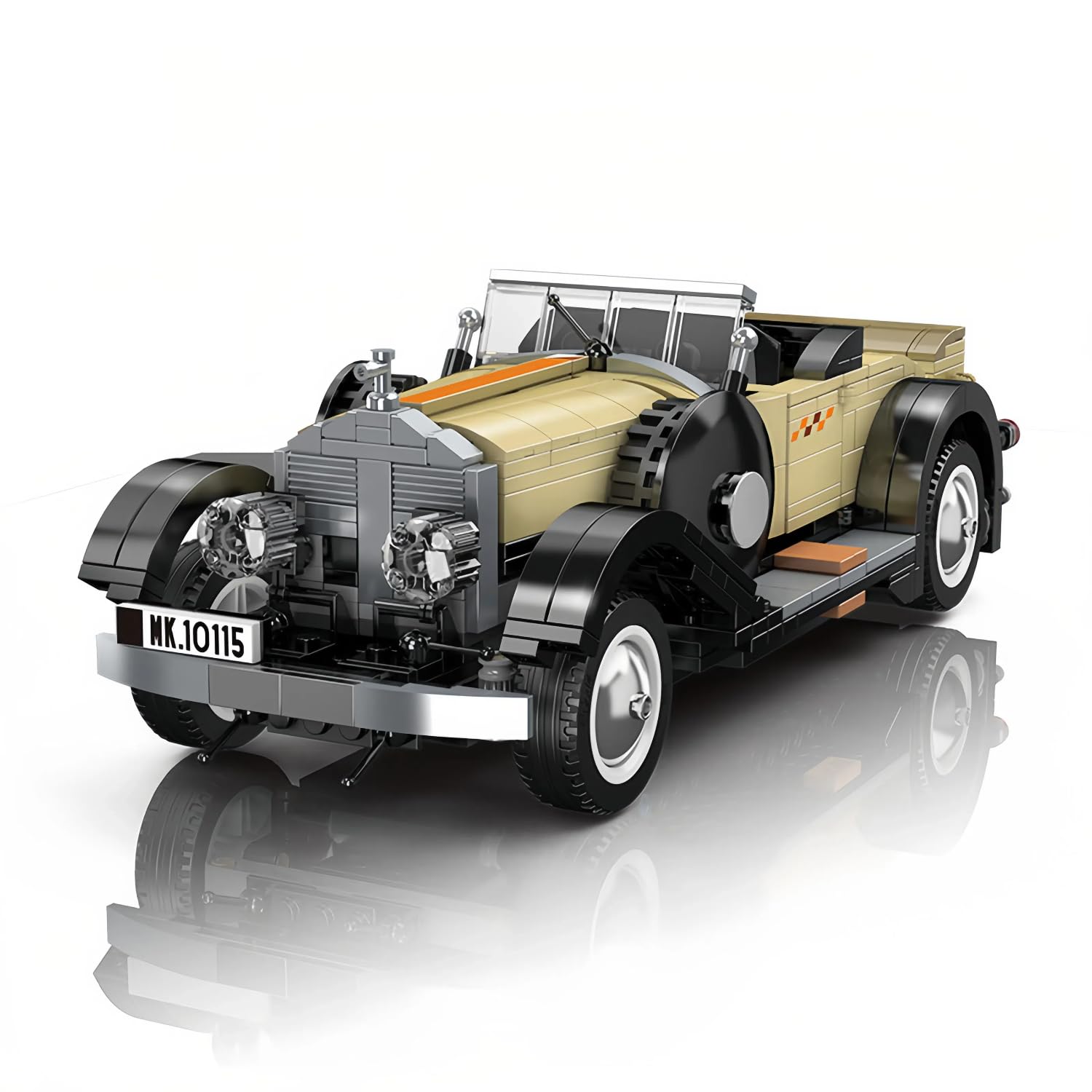 TRavesty Technology Classic Retro Building Block Set, 897 Pieces Pull-back Vintage Car Building Kit