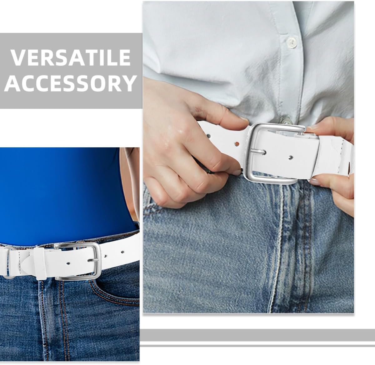 BESTYASH 2pcs Adjustable Baseball Softball Elastic Pu Leather Belt for Men Women Youth Sports Uniform Waist Outdoor Use White