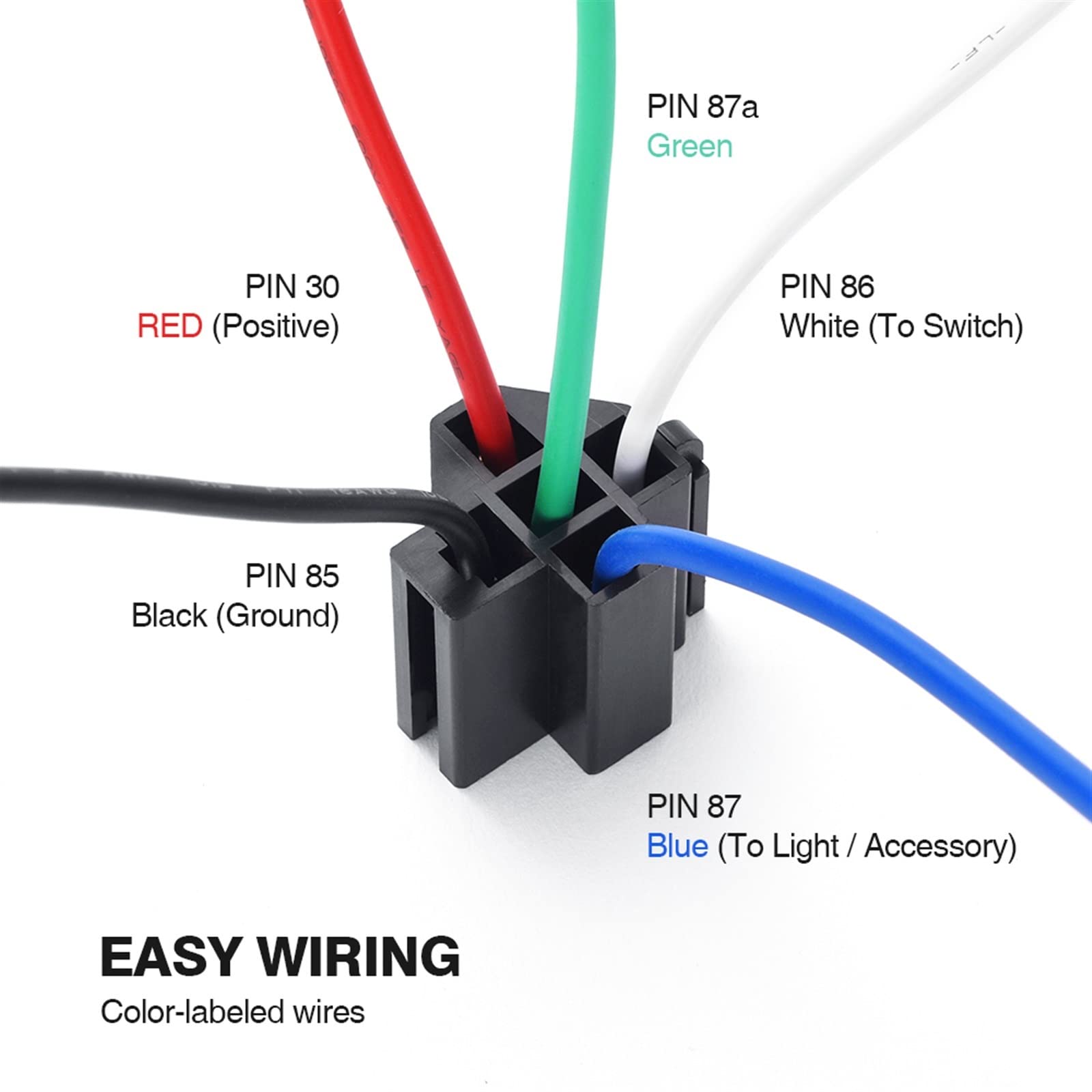 6 uds relés eléctricos automotrices SPST de 5 pines con cables de 14AWG juego de arnés de interruptor de relé de fusible de coche 30A ATO/ATC fusible de hoja Accesorios electrónicos