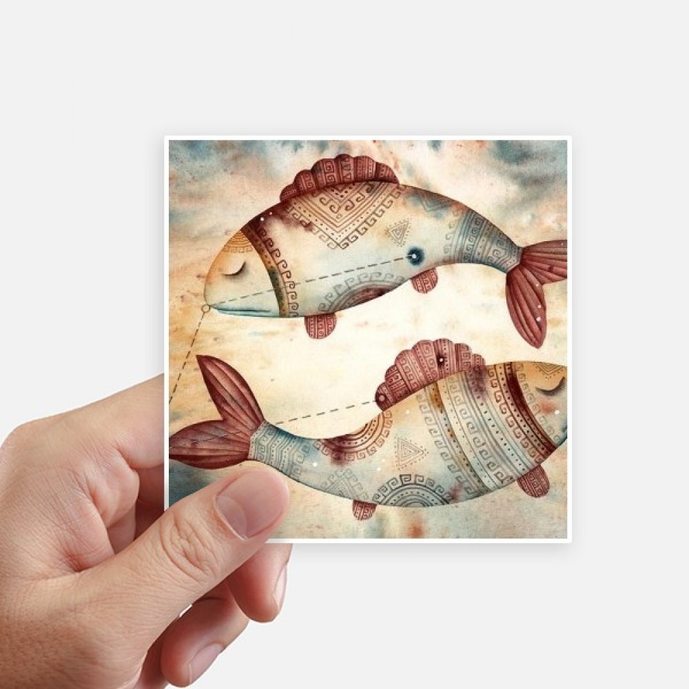 Autocollant Mars Poissons Constellation 10cm Carré pour Mur et Valise 8Pcs