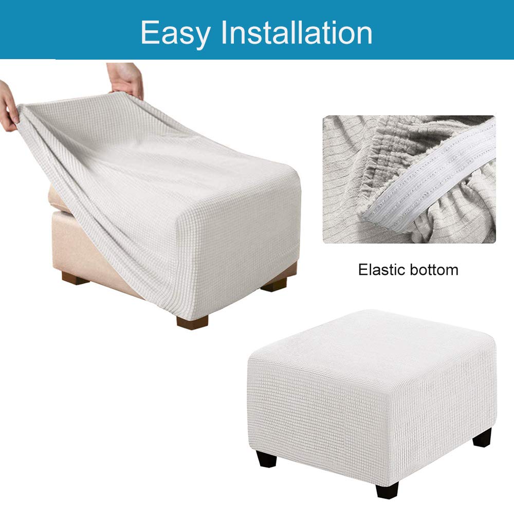 Meigeh Housse de Pouf Rectangulaire Housse de Repose-Pied Couvre Ottoman Housse de Tabouret Extensible Bleu M Meigeh Housse de Pouf Rectangulaire Housse de Repose-Pied Couvre Ottoman Housse de Tabouret Extensible Bleu M