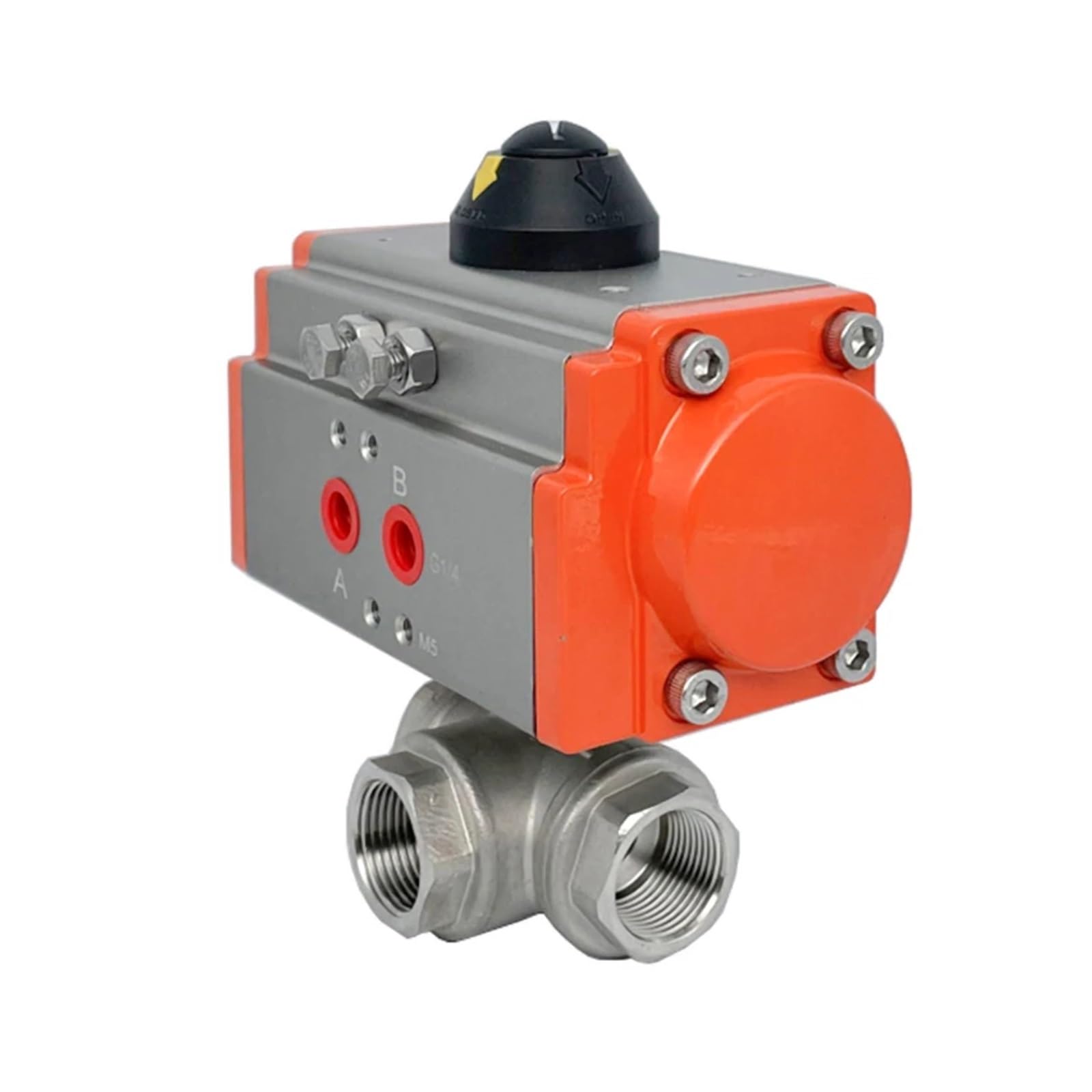 DN20 304 Stainless Steel Pneumatic Ball Valve Three-Way T/L AT Pneumatic Actuator Female Thread Ball Valves