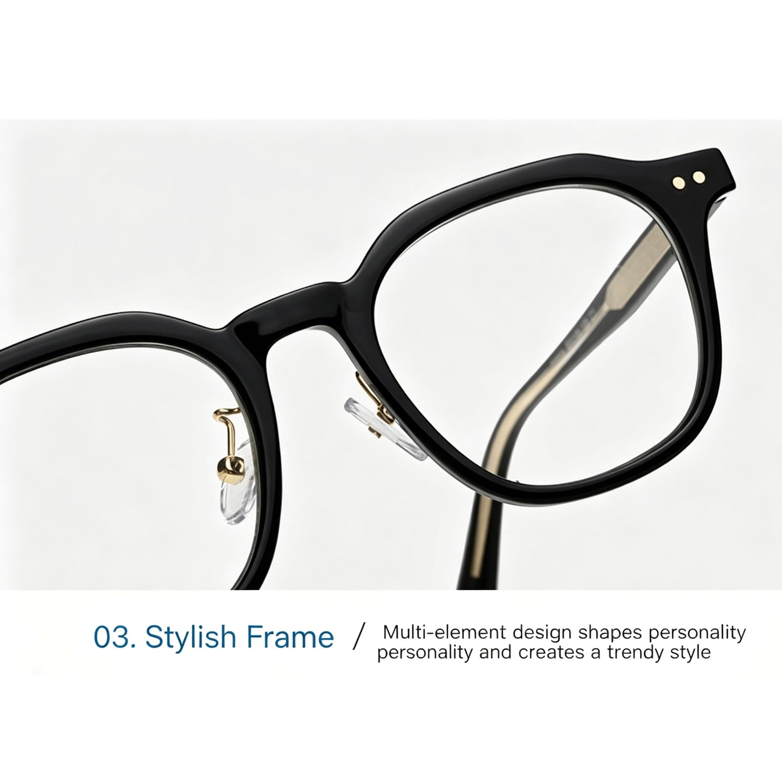 Montature for Occhiali Occhiali da Lettura con Blocco da 48 mm | Occhiali da vista unisex Lenti in plastica blu chiaro Naselli sostituibili Aste leggere(C2 Clear)