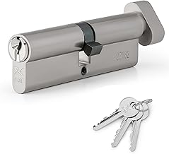 XFORT : 35T/55 Chrome Euro Cylinder Lock (90mm) Euro Cylinder Lock Euro Door Lock with 3 Keys, Anti-Shock, Anti-Drill, Anti-Pick Door Lock with Key.