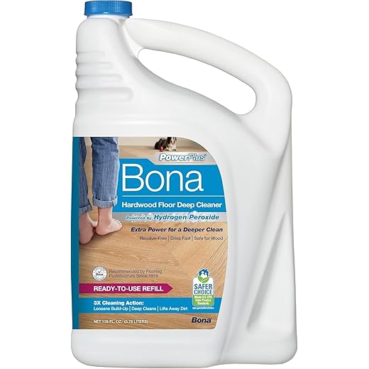 Bona PowerPlus Hardwood Floor Deep Cleaner Refill, Oxygenated Formula, 128 Fl Oz
