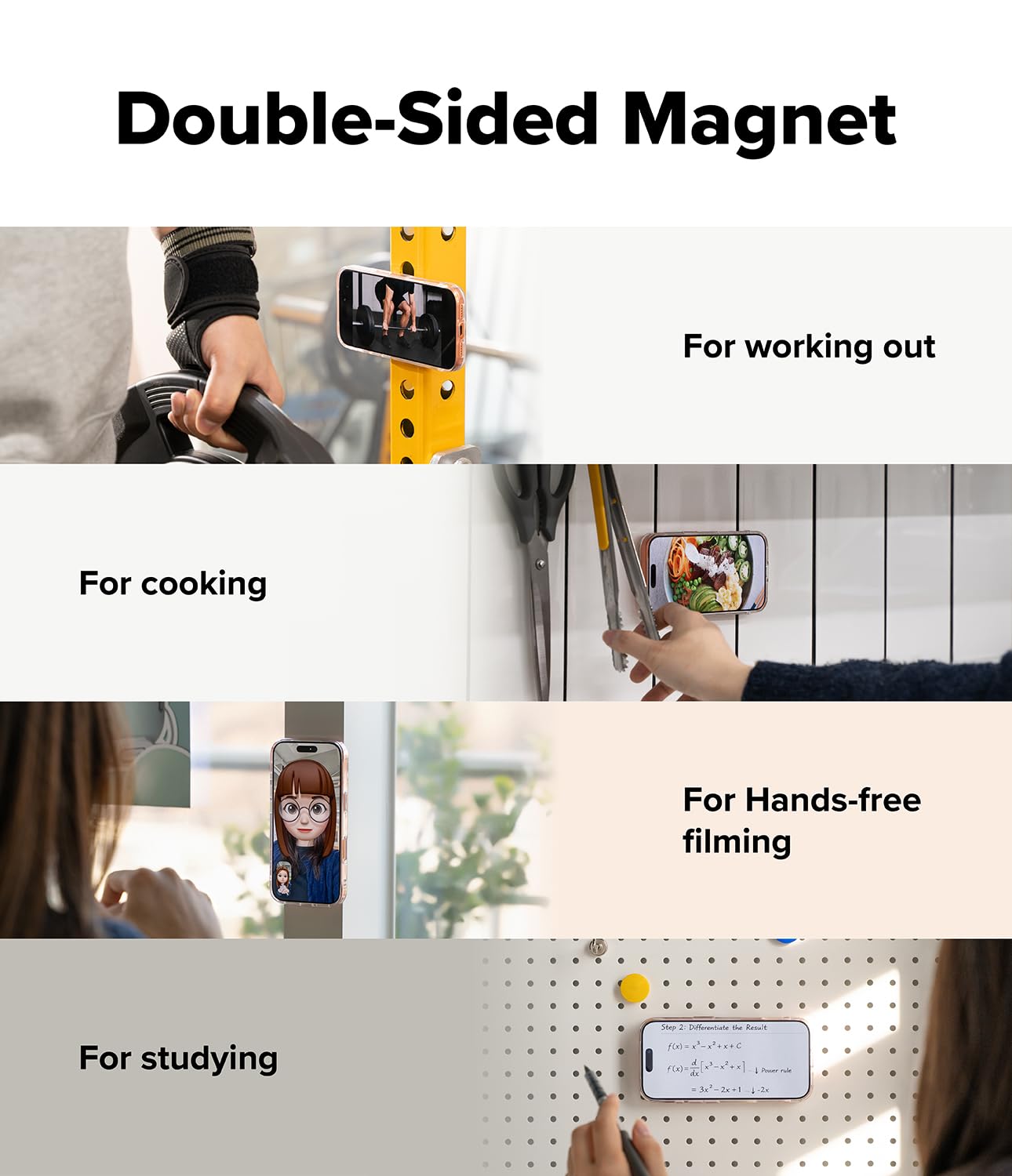 Ringke Dual Magnetic Smart Ring, Compatibile con Custodie Magnetiche per Smartphone, Accessorio per Presa Magnetica Bifacciale con Angolazione Regolabile con Funzione di Supporto - Black