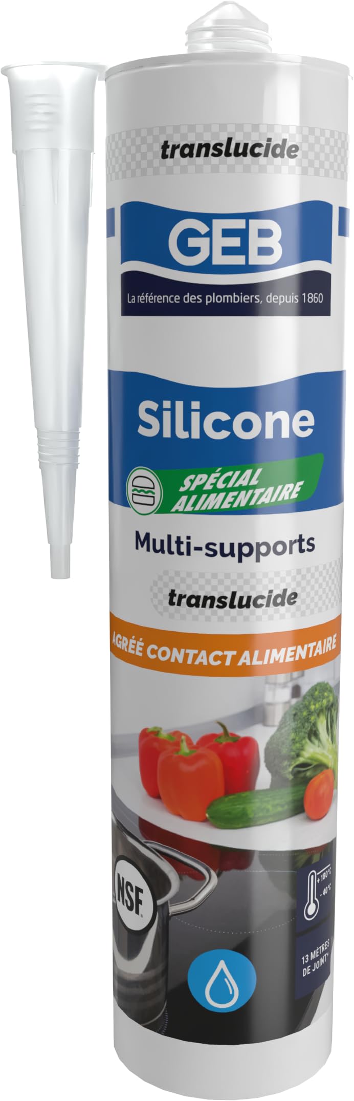 GEB Mastic Silicone - spécial contact alimentaire couleur translucide 280 ml