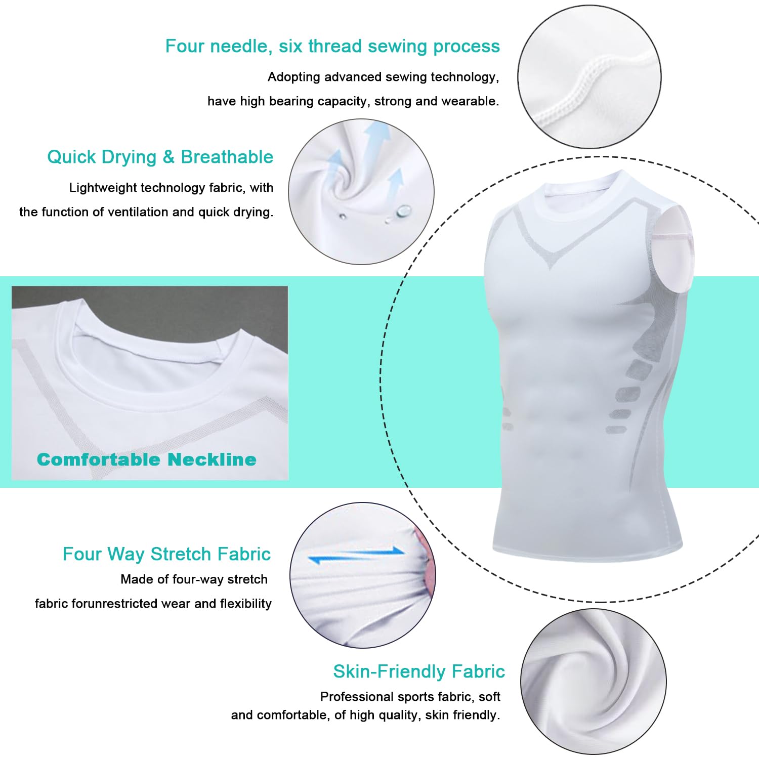 Smatstyle Camiseta de compresión Sin Mangas para Hombre Camisetas de Correr Ranspirable Secado Rápido para Hombre Tops de Jogging Fitness — view 2