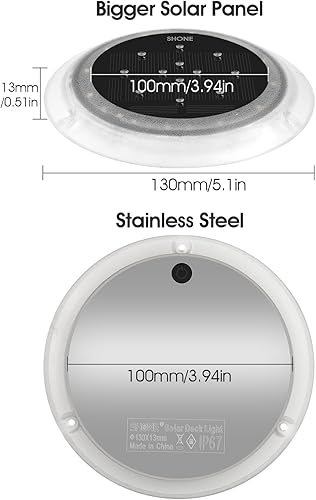 Miniatura 6 de Luces solares para muelle, disco LED súper brillante para exteriores, impermeables, antideslizantes y antitropiezos, perfil bajo para marina,