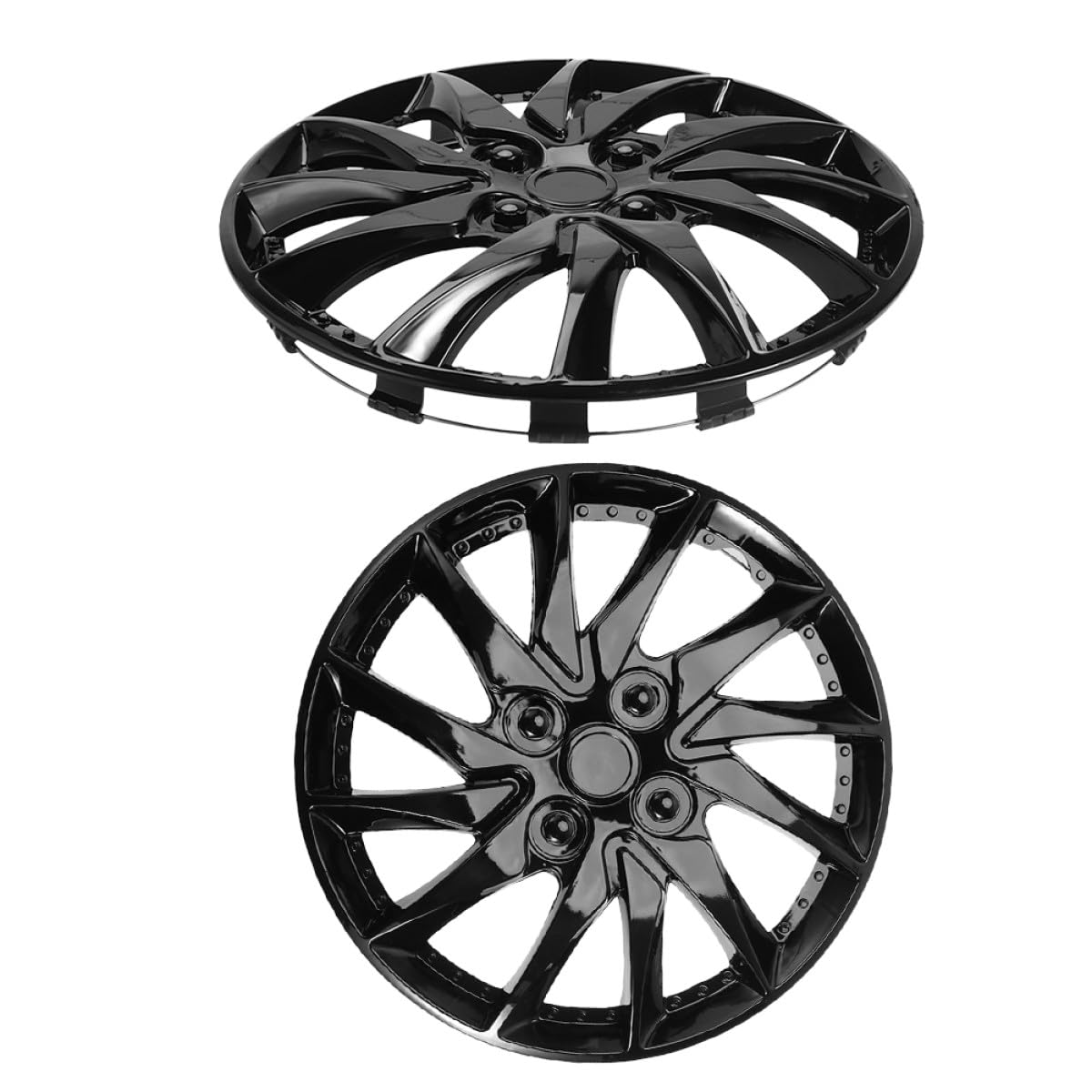 2 Pezzi Coprimozzi per Auto 14 Pollici Copricerchi in Plastico Nero Resistenti All'usura per Protezione Ruote Auto Stile Semplice e Elegante