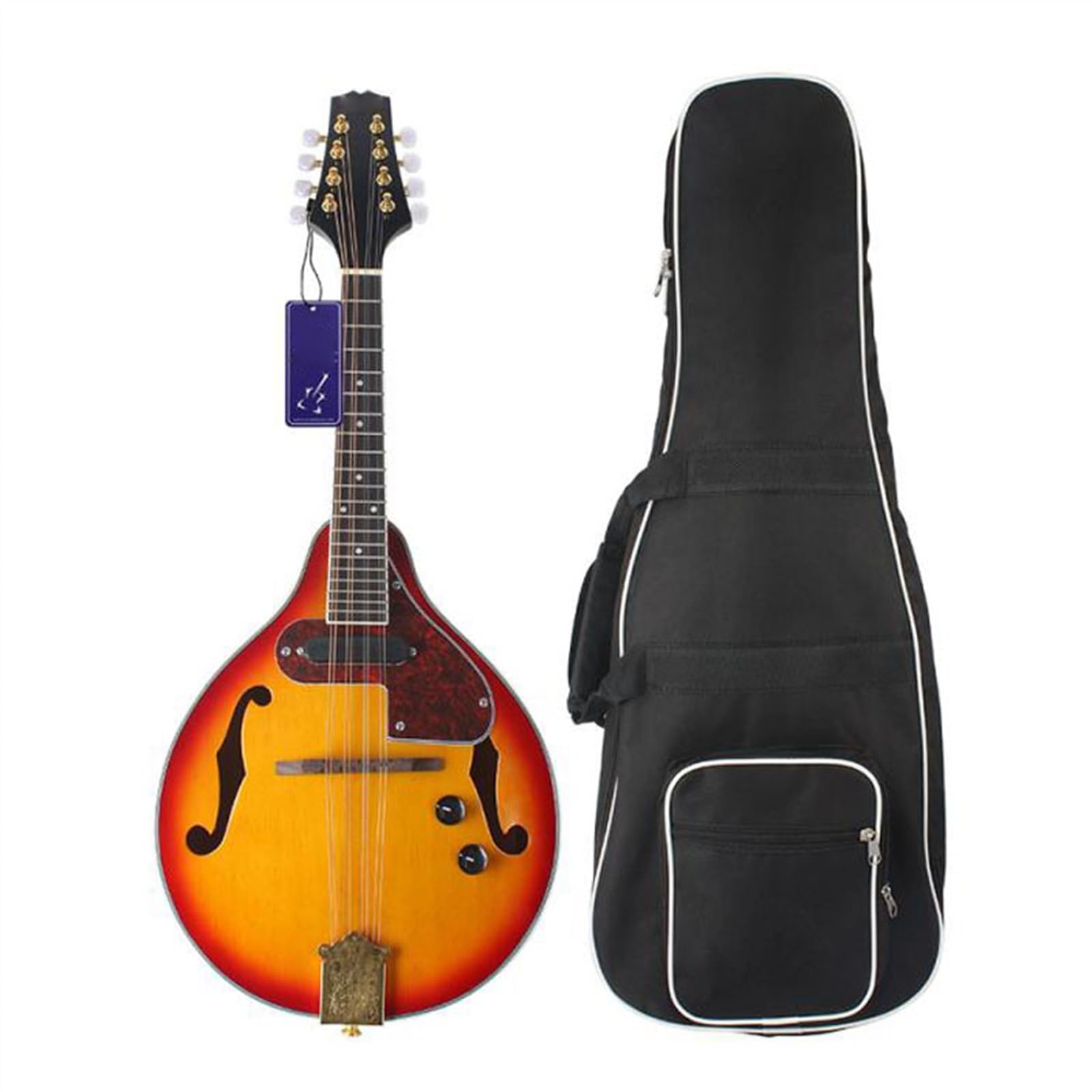 Mandoline pour Débutants Instrument De Musique National De Mandoline Électrique À 8 Cordes Avec Accessoires De Câble De Sac