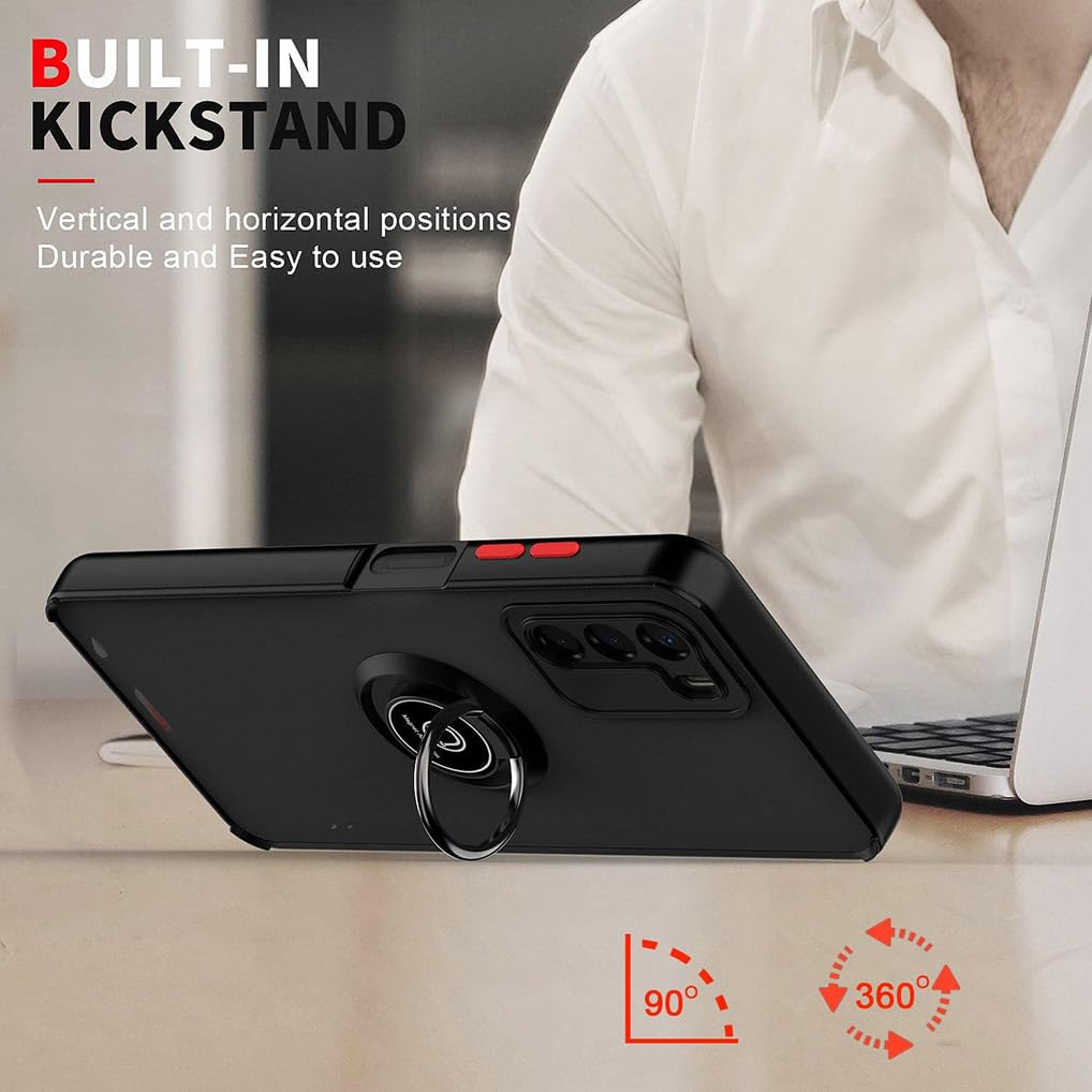WEIOU Cover OPPO A16 / A16s / A54s - Custodia Antiurto TPU E PC Con Anello Girevole 360° E Supporto Magnetico - Rossa
