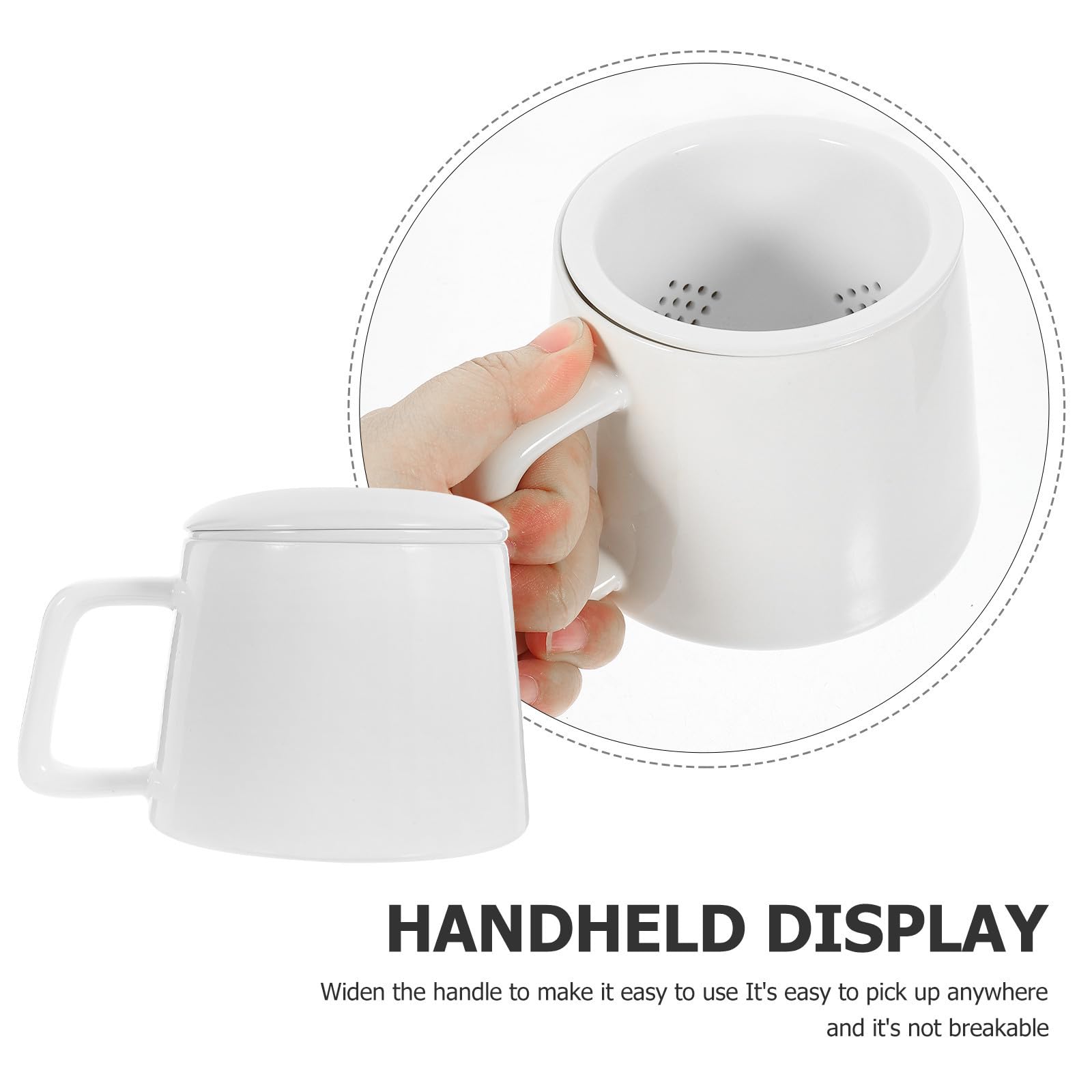 Keramik Teetasse mit Deckel und Filter Weiß Japanischer Stil Handlich und Komfortabel für Einsatz im Restaurant und Zuhause