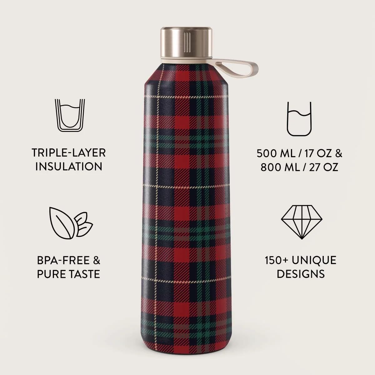 BURGA Wasserflasche Halten Sie Ihre Getränke auf der perfekten Temperatur und Ihren Stil tadellos, egal ob im Fitnessstudio, Büro oder im Freien (500ML) (Sweater Weather)