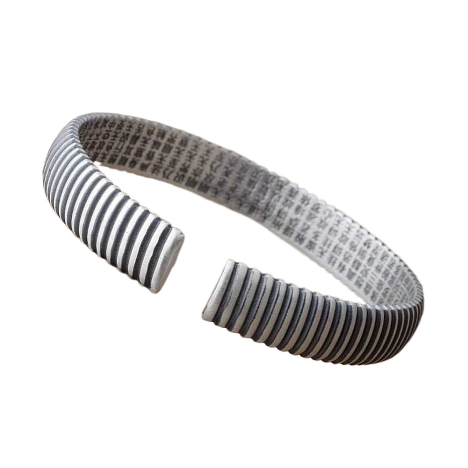 Bracciale in argento, bracciale rigido alla moda, braccialetto in argento massiccio 999 Detti buddisti in argento Bracciale gioielli Vecchio braccialetto in argento vintage I braccialetti fatti a mano
