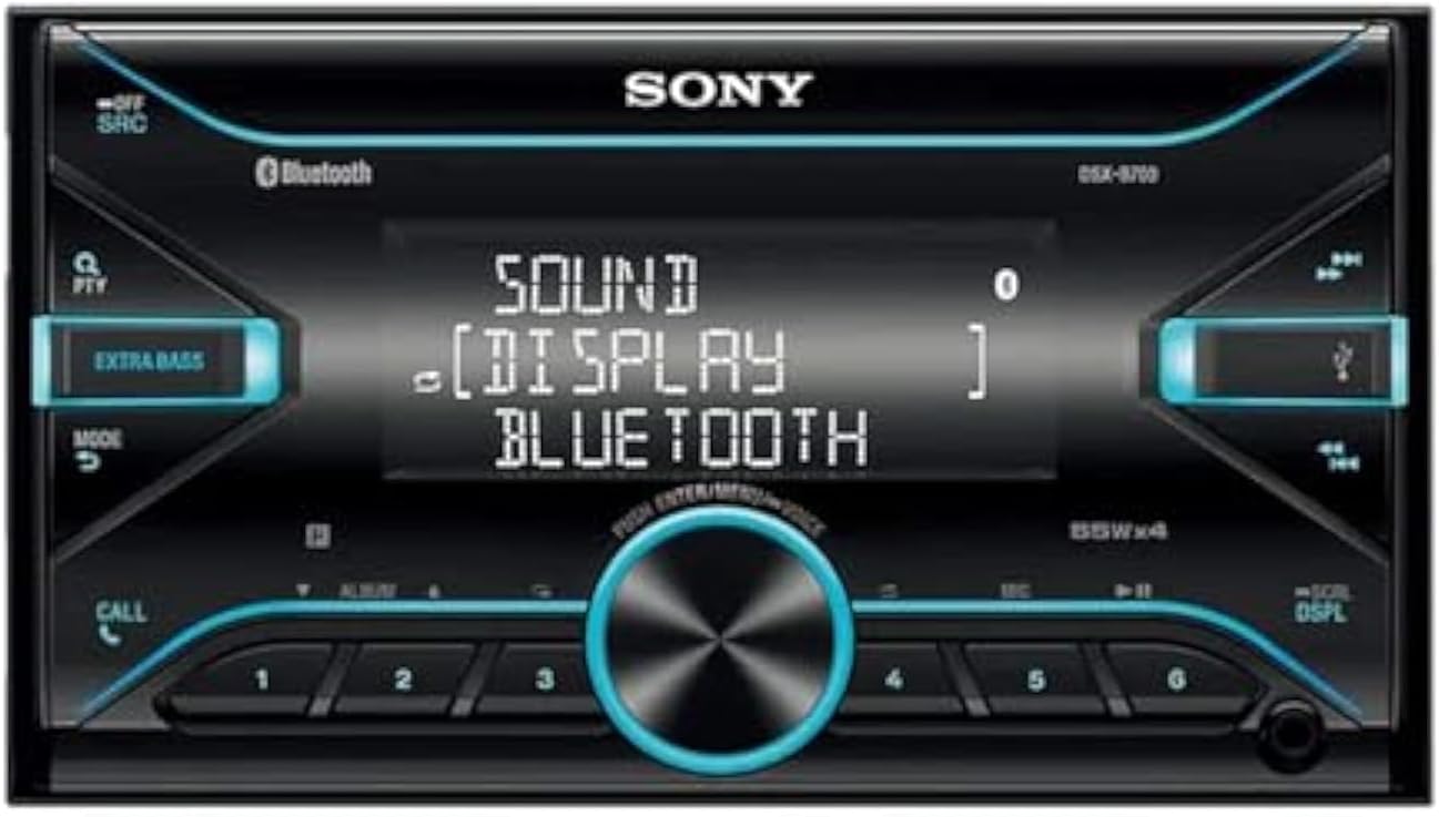 Sony Car Stereo DSX-B700 Double Din Digital Media Receiver with Bluetooth, USB, AUX, FM (Black), PRE Out - 3 x 2V, Output Power - 55W x 4, 10 Band Equalizer, Variable Colour Key Illumination