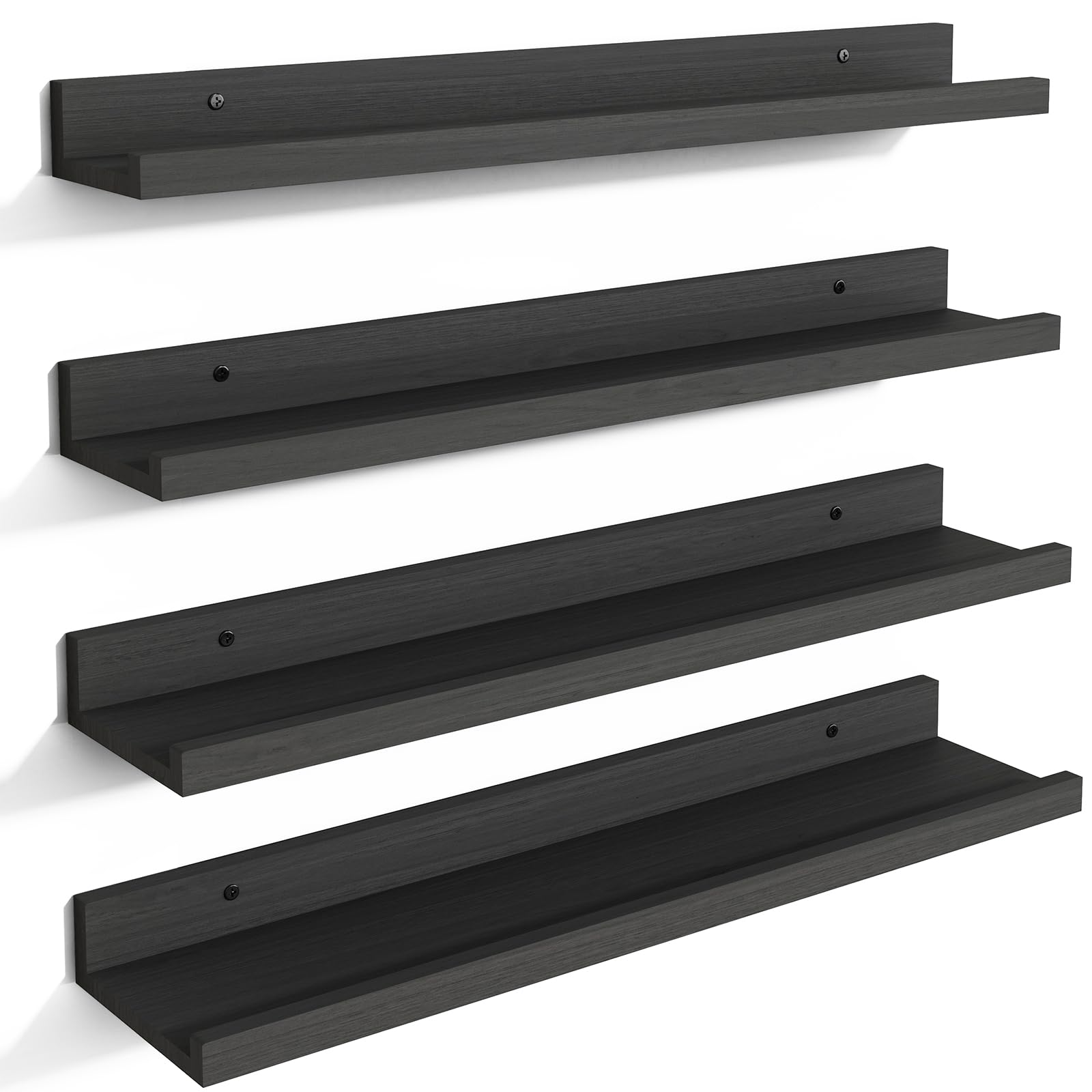 Fixwal UShaped Floating Shelves Set of 4, 24 Inch Modern Wall Mounted