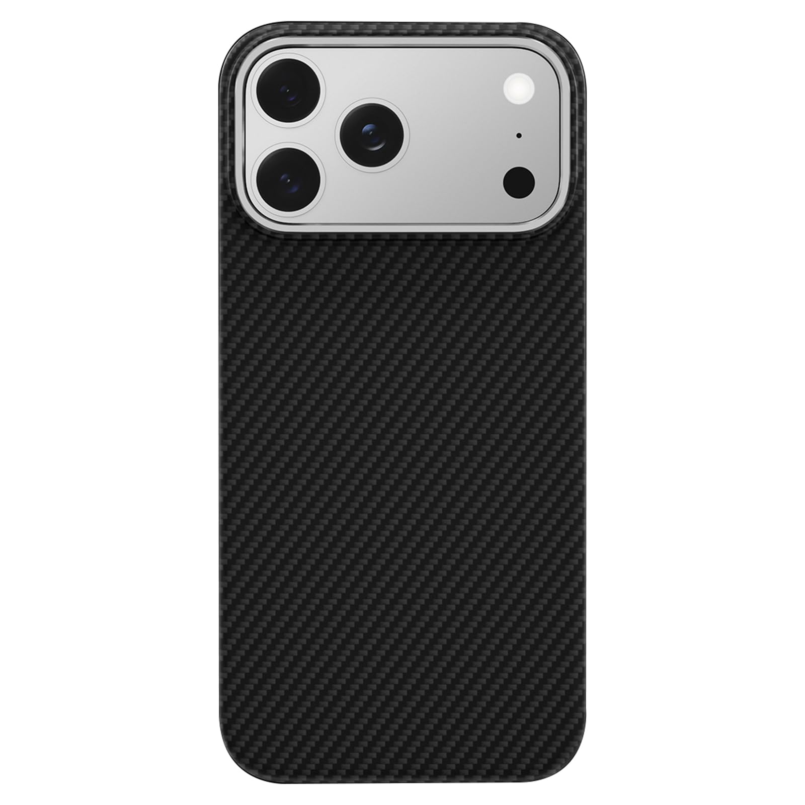 Étui iPhone 17 Pro Max texture fibre de carbone avec finition premium en métal, Noir