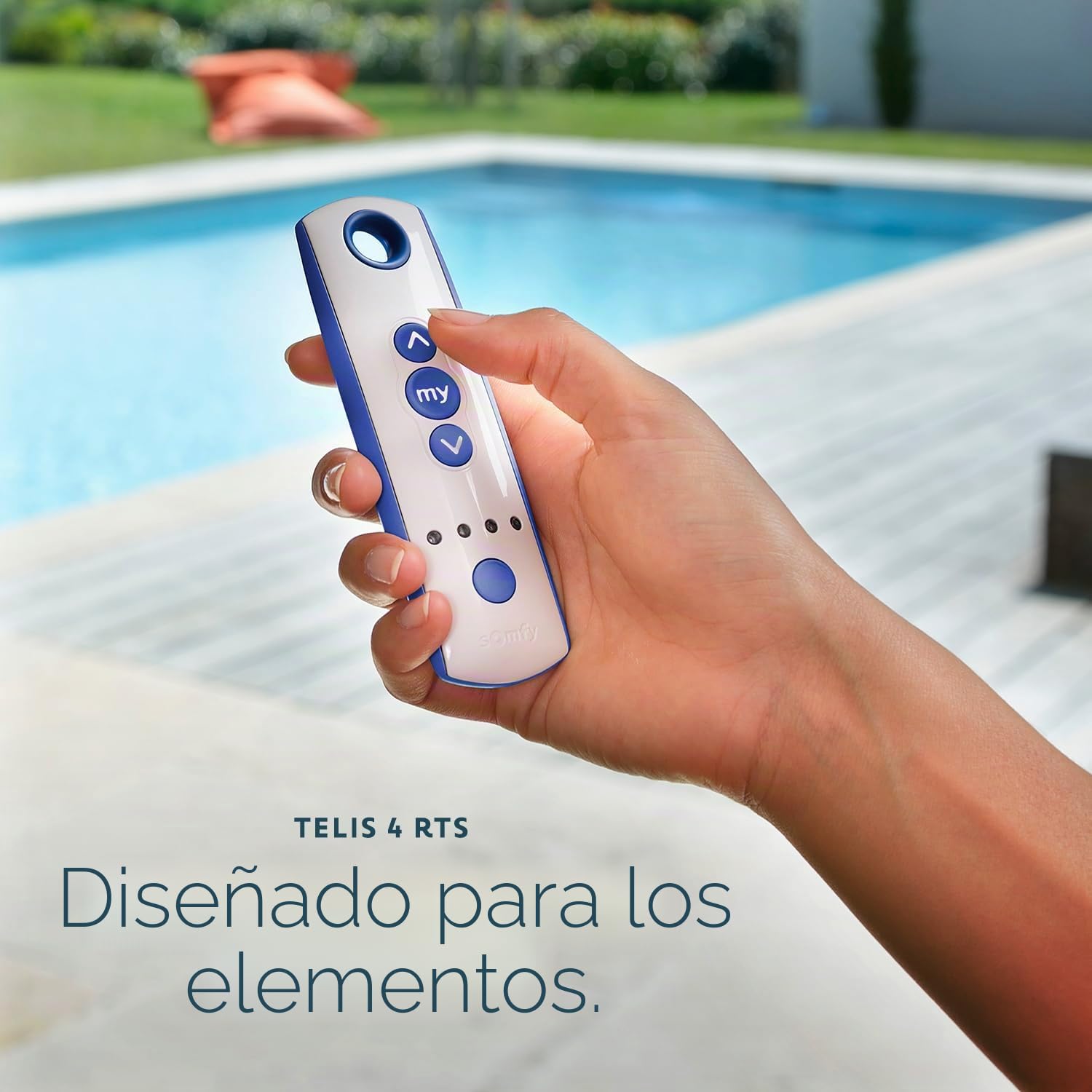 somfy Telis 4 RTS - Mando a Distancia para Patio, 5 Canales, Control Remoto de Repuesto para persianas y persianas al Aire Libre, función programable, Acabado Azul y Gris, #1810645