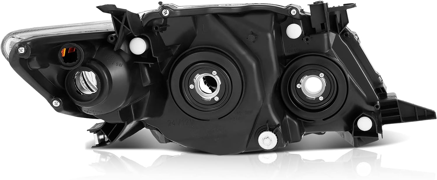 ROADFAR - Headlight Assembly For Toyota Corolla 2009-2010 A Pair Of Black Headlamp Driver/Passenger Side Replacement