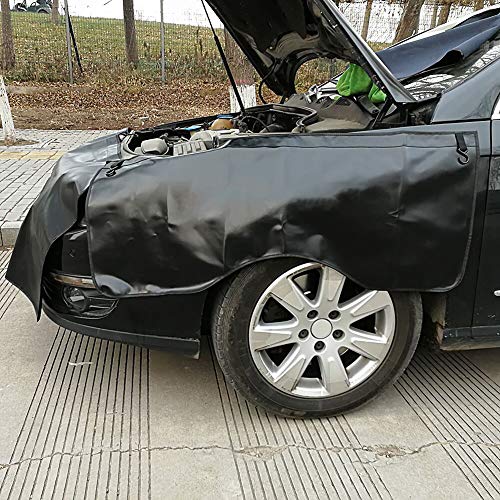 3Pcs Set Automotive Fender Covers Magnetic Pu Leather Car Fender Cover Work Mat, Car Protector Mat Pad With Hooks Size M #TOP6