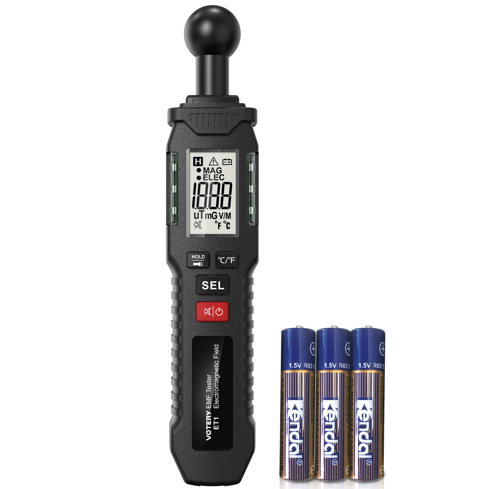 Medidor EMF, Medidor EMF digital portátil, panel LCD con zumbador y luz indicadora, adecuado para la inspección de campos electromagnéticos en casa, en la oficina, al aire libre, en sala de