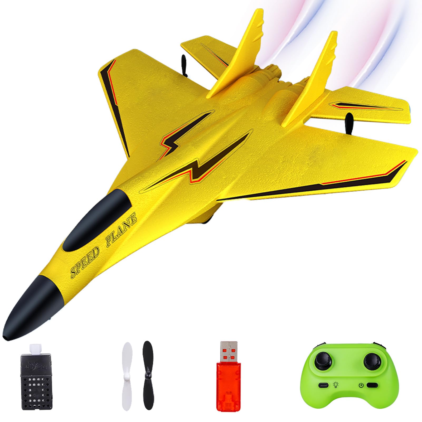 MAXBECK Remote Control Wireless Airplane Toy with Lights, Su-35 Rc Glider 2 Channel 2.4 GHZ Remote Control Planes, Outdoor Foam Rc Aircraft for Hobby Rc Airplanes