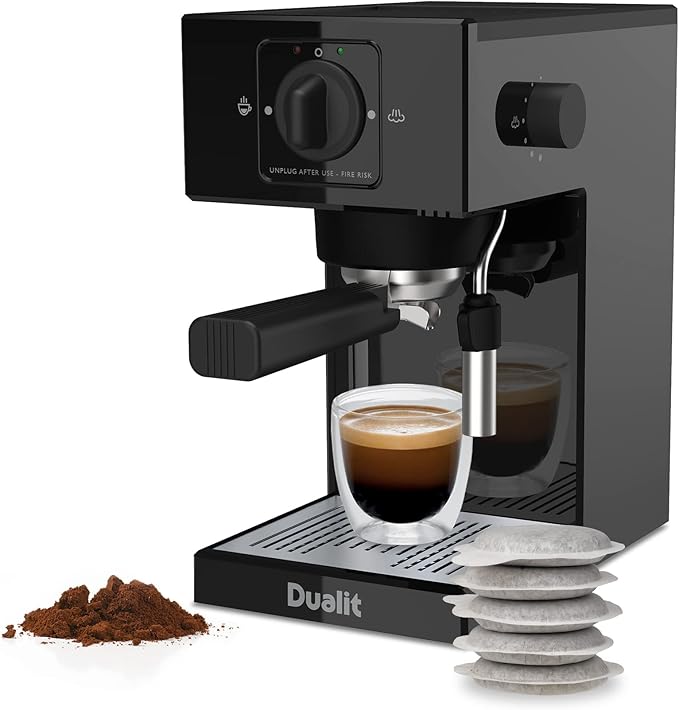 Dualit Espresso Coffee Machine 1.4L Capacity Black Manual Dosing