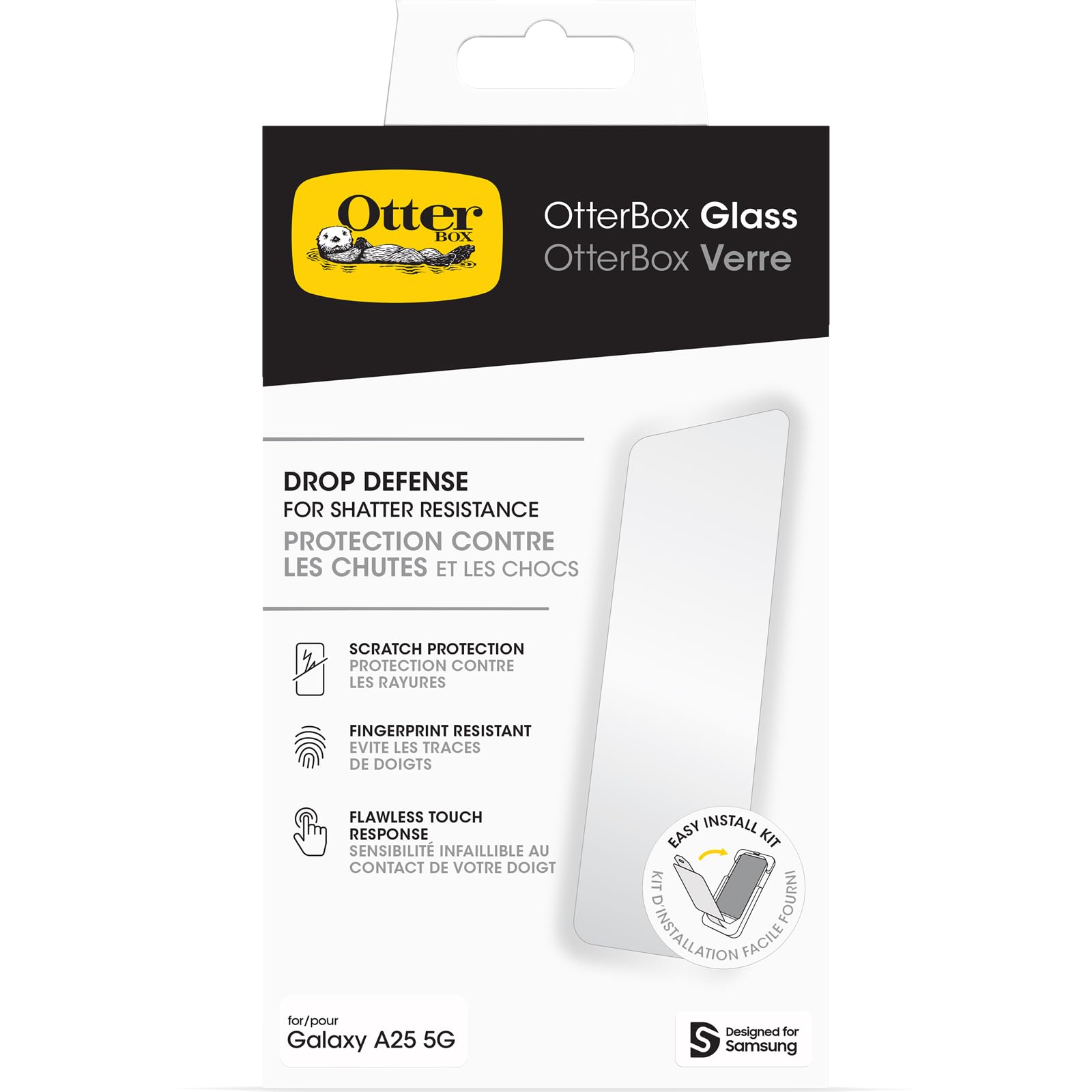 OtterBox Glass Screen Protector for Samsung Galaxy A25 5G, Tempered Glass, Scratch Protection, Drop Defense for Shatter Protection