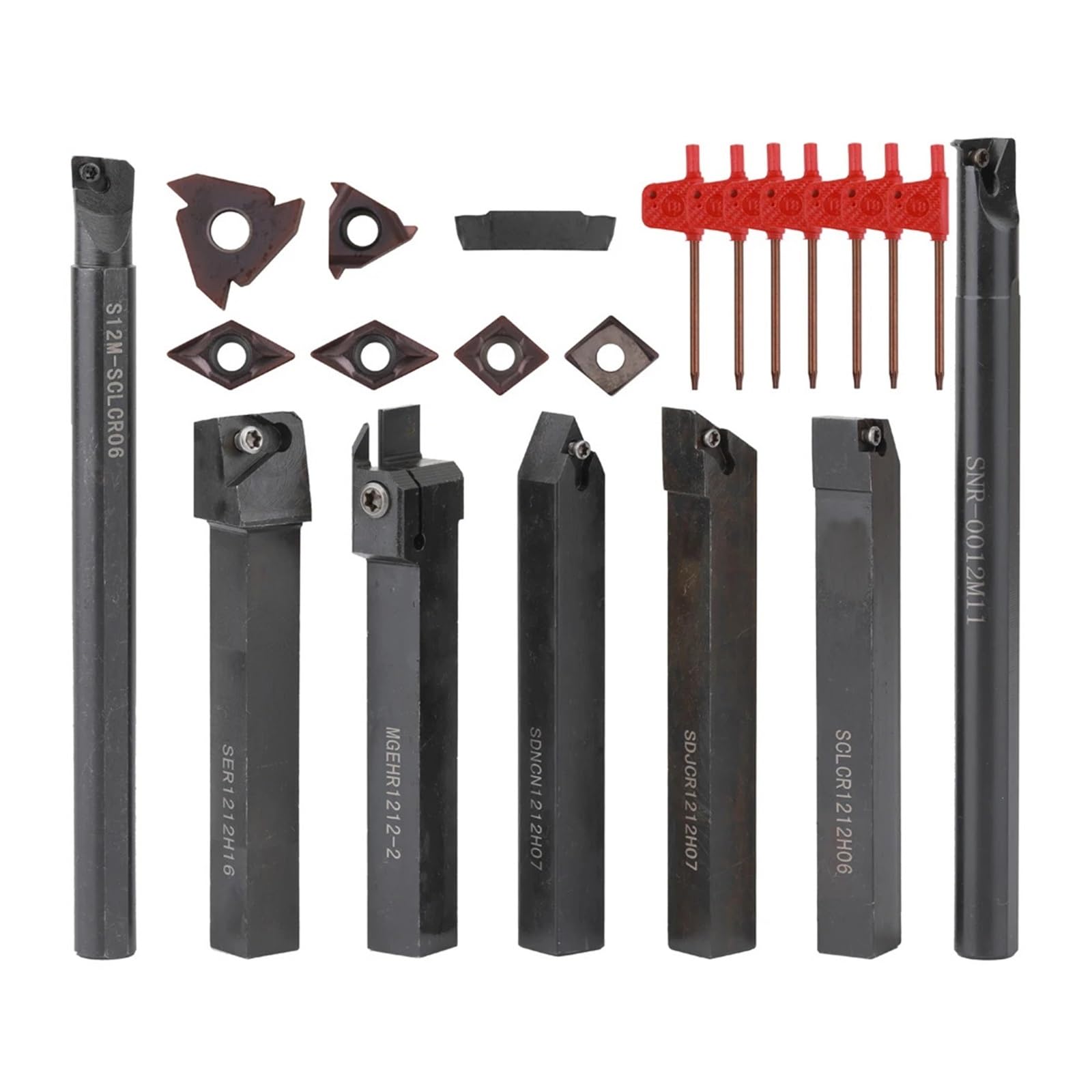 EDEDE Drehmeißel Set, 8mm 10mm 12mm 16mm Schaft Drehmaschine Drehwerkzeughalter Bohrstange Drehmaschine Werkzeug Drehmaschine Cutter CNC Metall Drehstangenhalter und Einsätze(12mm B)