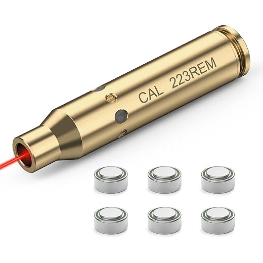 CVLIFE Bore Sight Laser 223 5.56mm/9mm/.243.308/12Gauge/7.62x39mm/.45acp Red Laser Bore Sighter with Batteries