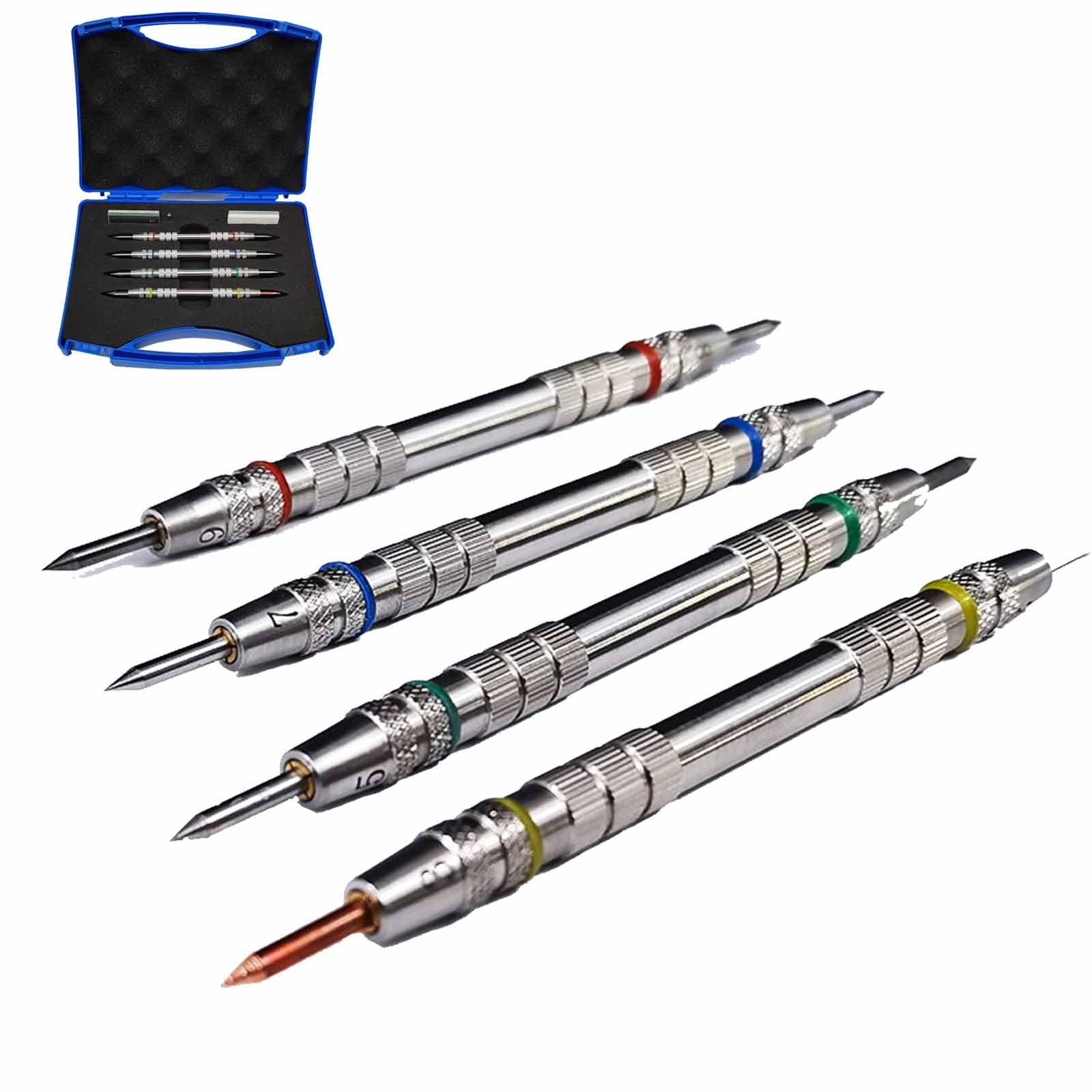 ZephPerton Mohs Hardness Test Kit–4 Pack, 2-9 Scratch Tester Hardness Test Pen With Storage Box, Single And Dual Head Design, Stainless Steel, For Mineral, Jade, Glass And Gemstone Identification