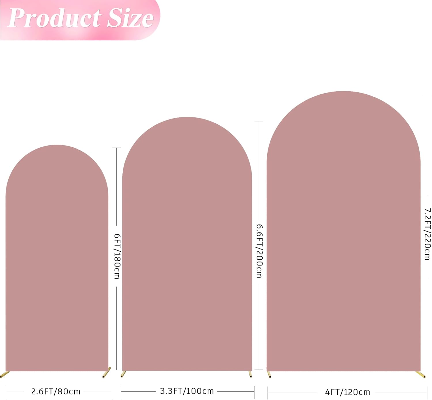 Wokceer Wedding Arch Backdrop Cover (8FT, 7.2FT, 6.6FT) Set of 3 Spandex Fitted Wedding Arch Stand Covers Round Top Chiara Backdrop Stands Cover for Birthday Party Ceremony Banquet Decor Ivory