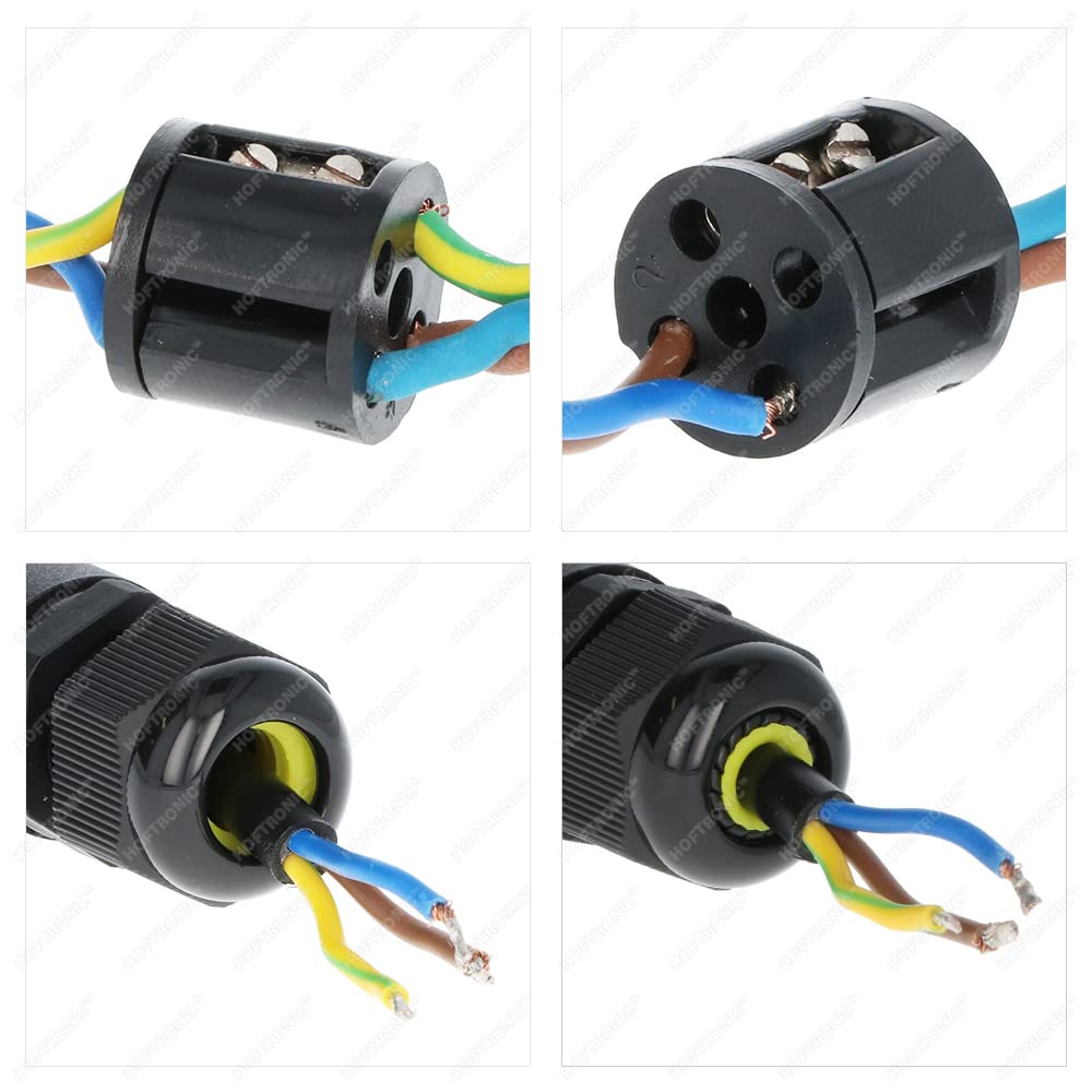 10er Set HOFTRONIC - Kabelverbinder Wasserdicht IP68-230V Kabelstecker außen - Erdkabel verbinder - 2 polig und 3 polig Kabelmuffe Erdkabel - 2,5mm2 - Kabel Schnellverbinder