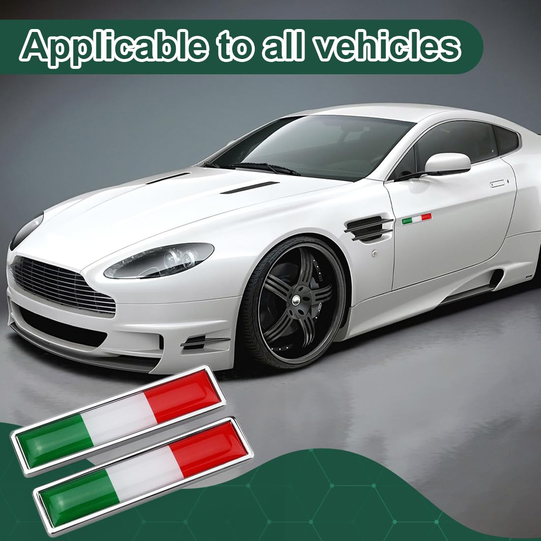 WeddHuis 2 PCS Adesivi Bandiera Italiana 3D per Auto e Moto Tuning Sticker Stemma Adesivo Tricolore Italia Esterno Emblema