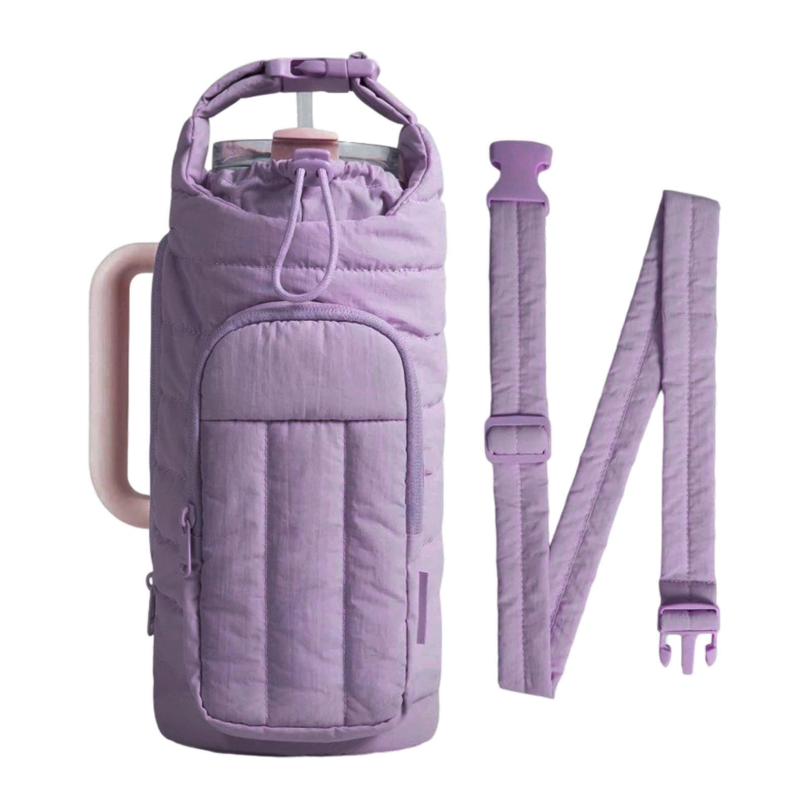 Hsioluted Outdoors Sports Insulated Water Bottle Crossbody Bag Large Capacity Sturdy Fabric Carriers for Hiking Travel Thermal Cup Holders Water Bottle Carrier Bag