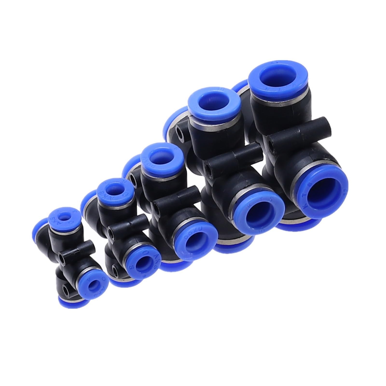Racores neumáticos de plástico, Conector de aire, divisor en forma de cruz de 4 vías, conector de tubo neumático a presión, accesorios rápidos, 5 uds.(12mm)
