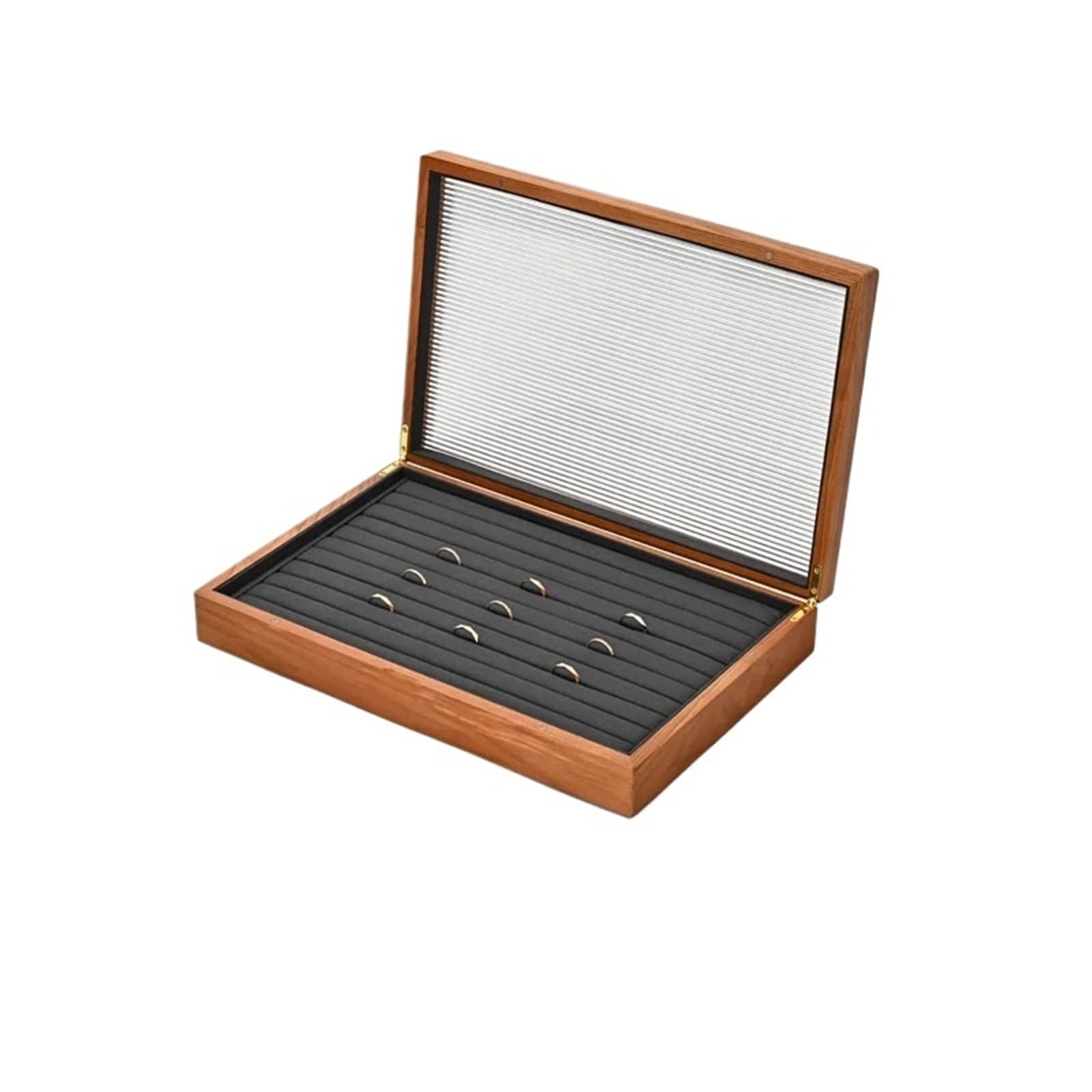 MKYYIOED Jewelry Trays Wooden Jewelry Box Organizer Ring Necklace Earring Bracelet Storage Display Case