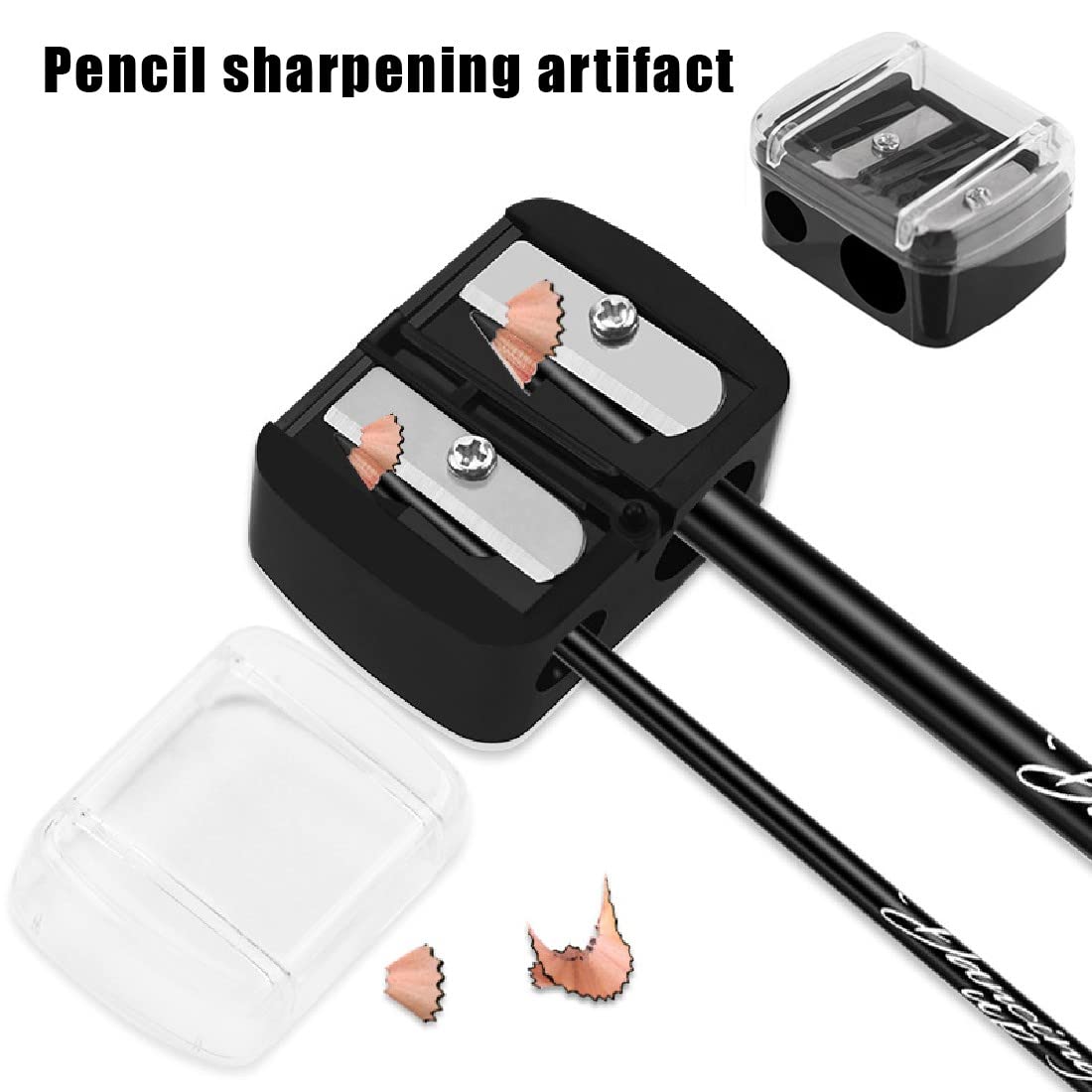 2 PCS Taille Crayon Maquillage,Pencil Sharpener,Taille-Crayon Double pour Pour le crayon à lèvres, l'eye-liner, le crayon à sourcils