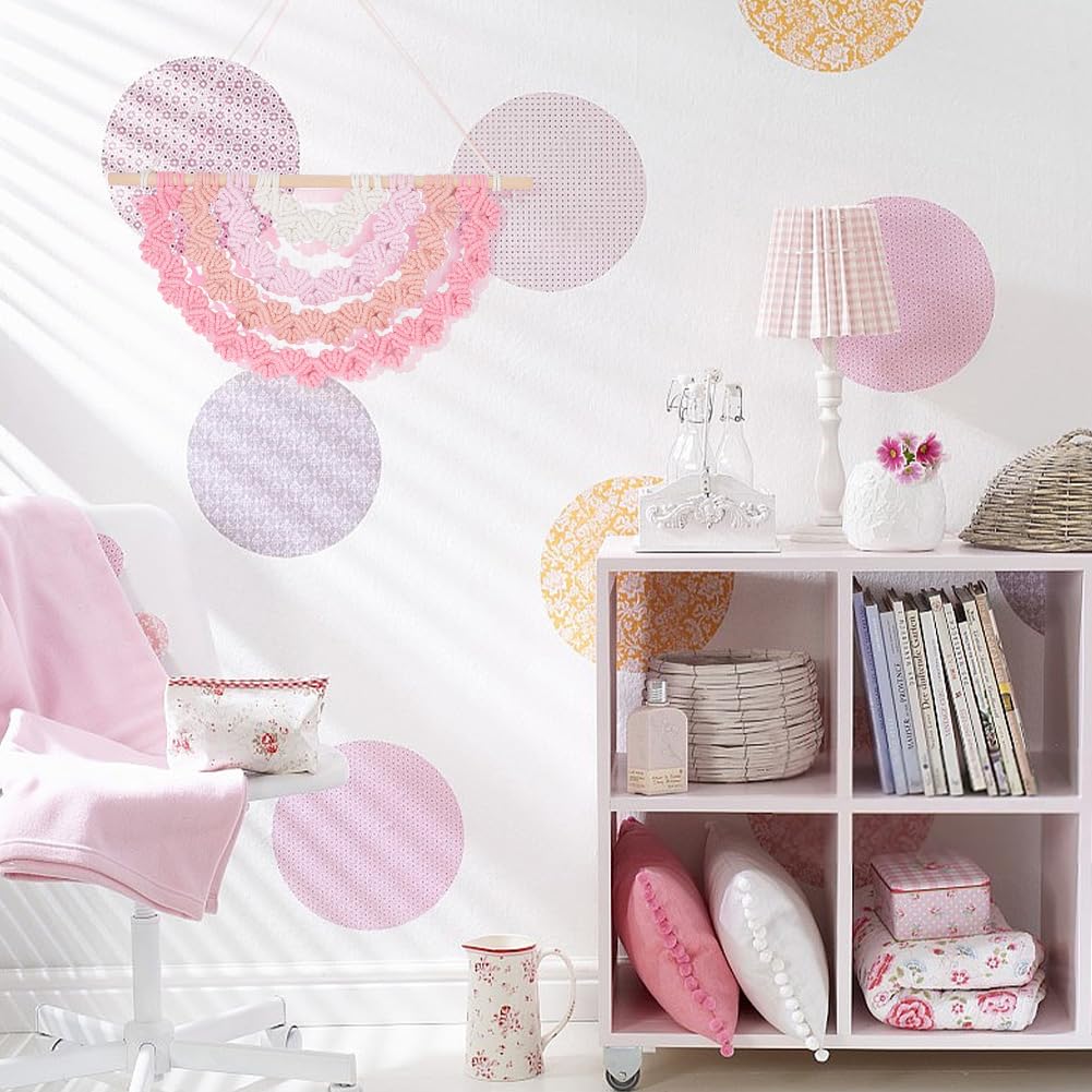 FREEBLOSS Kit de suspension murale en macramé à faire soi-même - Demi mandala - Cœur d'amour - Tapisserie tissée à la main - Décoration murale en macramé pour débutants - Décoration de chambre pour