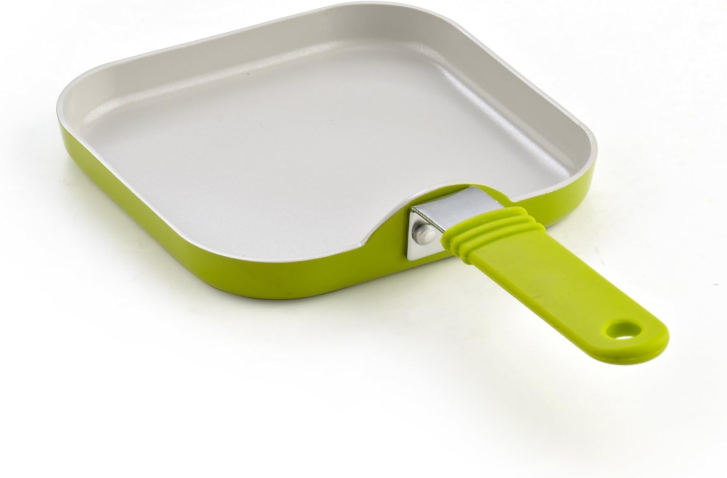Cook N Home 3 Piece 5.5-Inch Nonstick Ceramic Mini Fry Pan, Griddle, and Grill Pan Set, Green (02583)