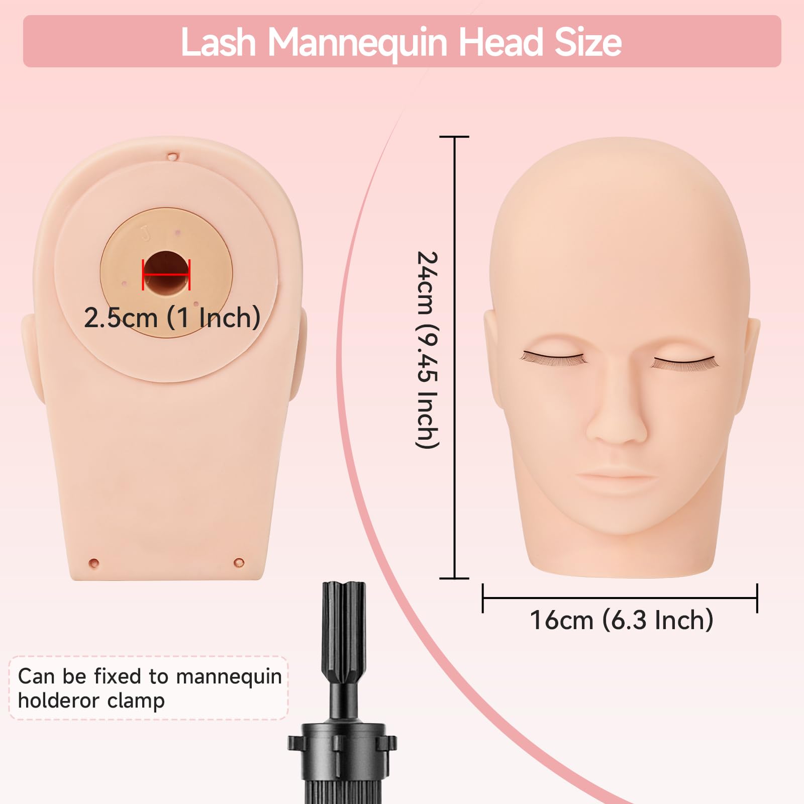 Yofuly Juego de cabeza de ejercicios de extensión de pestañas, maniquí profesional con pestañas postizas, pestañas y entrenamiento de maquillaje para principiantes - 4