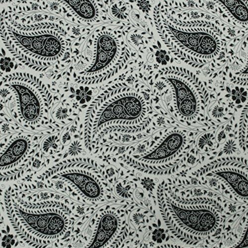 Offwhite with Black Paisley Design on 100% Polyester Hi-Multi Chiffon Fabric