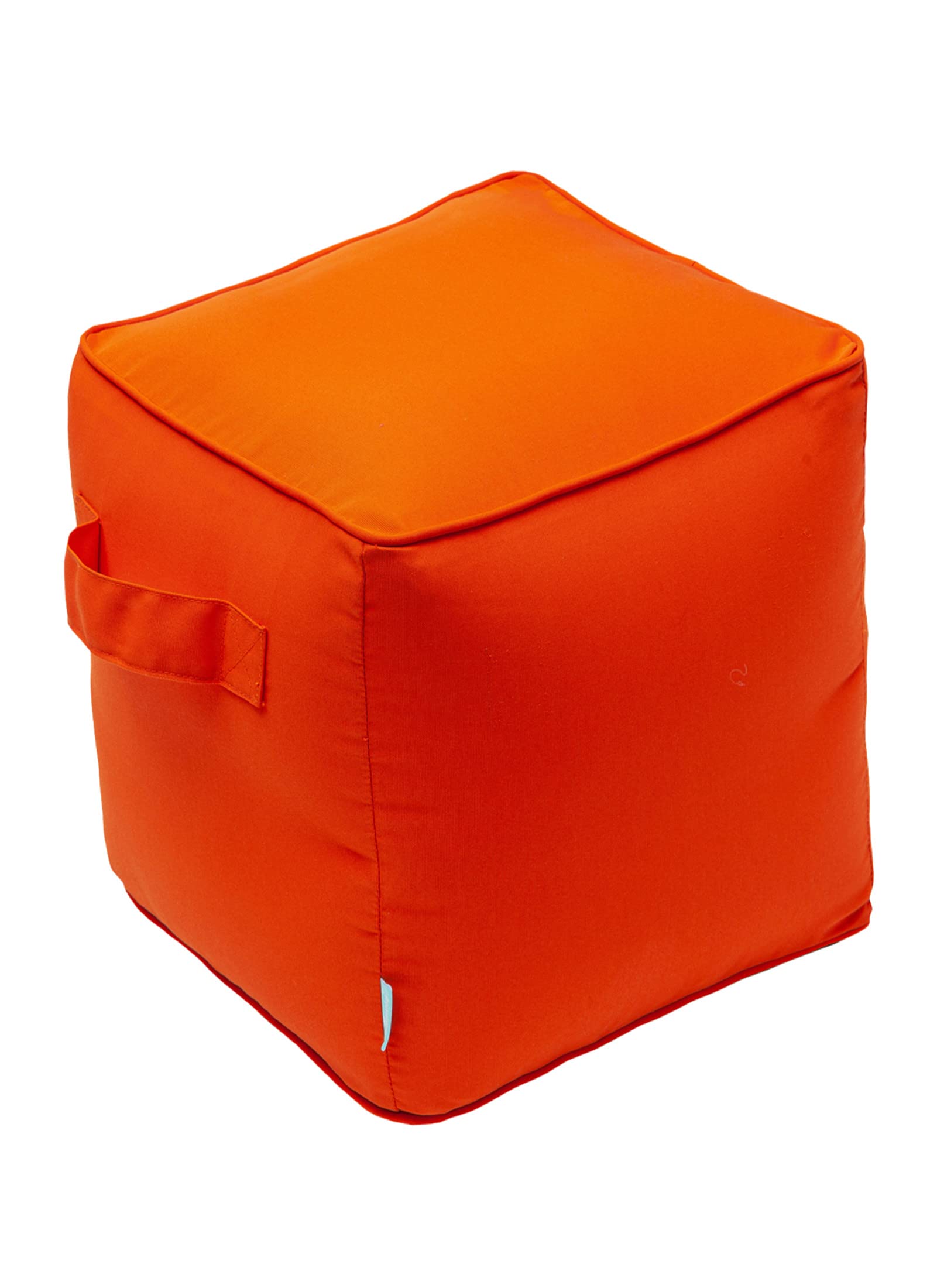QILLOWAY Inflatable Outdoor Ottoman for Patio, Water Resistant Pouf Cube 16", Inflatable Foot Rest, Outdoor Footstool for Poolside, Garden,Camping, Orange