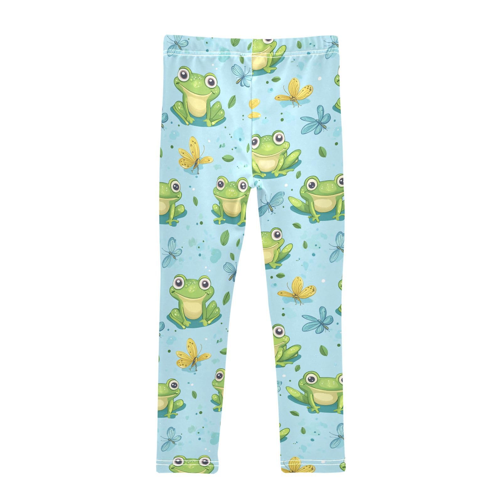 Wusikd Frogs Dragonflies Girls' Leggings Toddler Doodles Cartoon Kids Yoga Pants Dance Active Tights 5T Multi