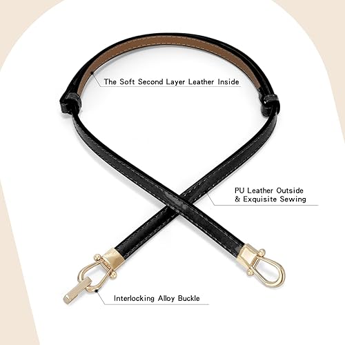 Miniatura 4 de JASGOOD Cinturón de cuero delgado para mujer, cinturones de cintura fina, talla grande, ajustable, para pantalones vaqueros, vestidos con hebilla de