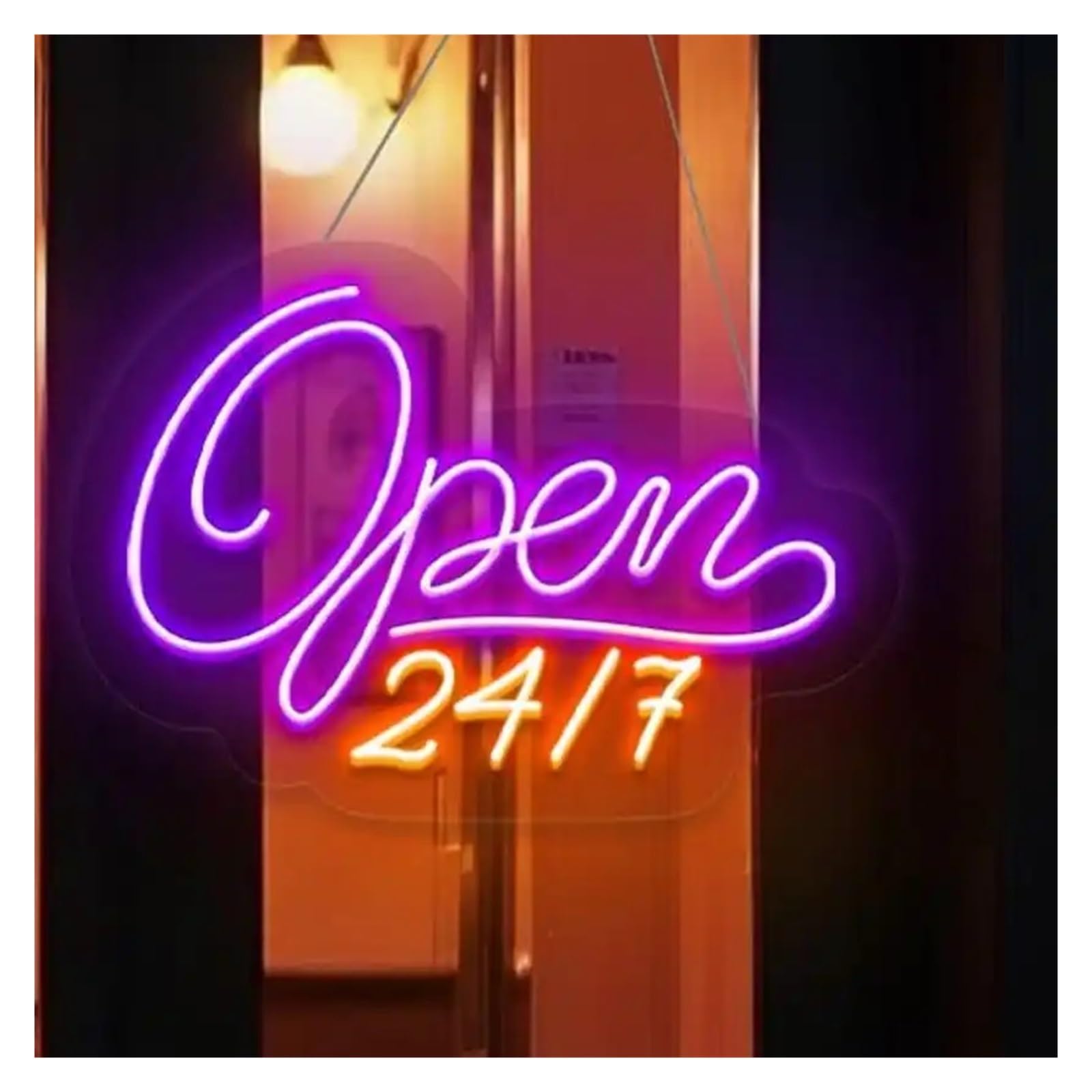 SHOUXI Sign Lamp Open 24/7 Neon Sign Service Light Business Hours for Storefront Bar Restaurant Cafe Shop Wall Hanging Art Decor 38cmx28cm(B)