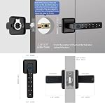 5-in-1 Serrure intelligente: Empreinte, Clavier, Carte de porte, App Bluetooth & Entrée de clé, poignée de porte sans clé avec poignée réversible pour la maison/le bureau/l'appartement